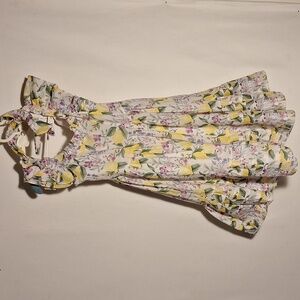 NWT Janie And Jack Floral Lemon Print Dress Girls With NWT Headband Swt